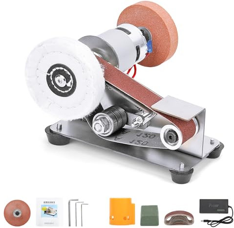 Mini-Bandschleifer, Bankbandschleifer, 15° Bandschleifer für die Herstellung von Messern, 7 einstellbare Geschwindigkeiten für Metall, Holz, Handwerk, Handwerk, Schärfen