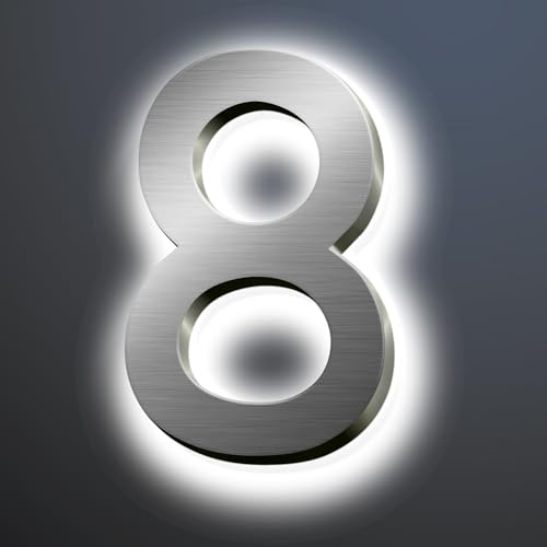 Numéros d'adresse Rétroéclairés Par LED Pour Maison, Numéro de Maison Moderne en Acier Inoxydable Pour L'extérieur, Panneau d'adresse Éclairé, Numéros de Maison en Métal