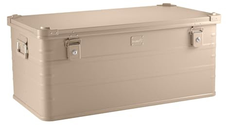 Alubox Alukiste abschließbar E141S SAHARA sand beige - Premium Lagerbox 141 Liter - Materialstärke 1mm - Deckel mit Aluminium Druckguss Stapelecken und Gummidichtung - inklusive Schlösser - lackiert