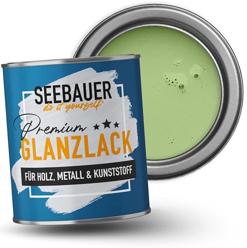 SEEBAUER diy Glanzlack Grün 375ml für Innen & Außen (No. 735 Spring Feeling) Möbelfarbe ohne Schleifen - Hybrid-Lack für Holz, Metall & Kunststoff - Holzlack, Möbellack hohe Deckkraft