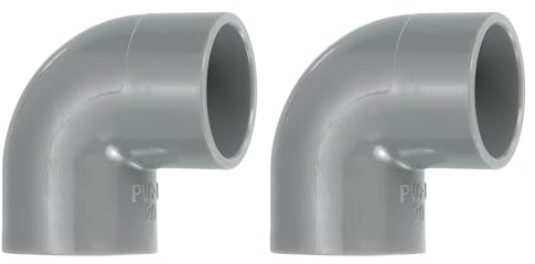 QUARKZMAN 2Pcs PVC Conector Codo de 90 Grados para Tubería de Agua, 20mm Interior Diámetro Conector de Tubería de PVC Codo de 2 Vías, Gris | Acoplamiento De Manguera De PVC De 2 Vías Codo Ángulo Recto Adaptador De Salida Lateral, Conectores De PVC