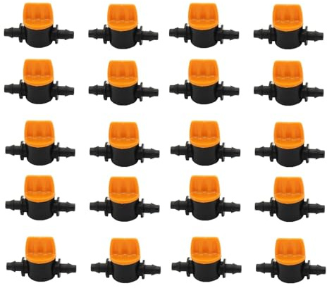VZU 20 Stück Absperrventil 1/4 Zoll für 4/6 mm Tropfschlauch, Kugelhahn Set | Micro Drip Absperrventil mit Widerhaken, werkzeuglos montierbares Schlauchkupplungsventil für Gartenbewässerung