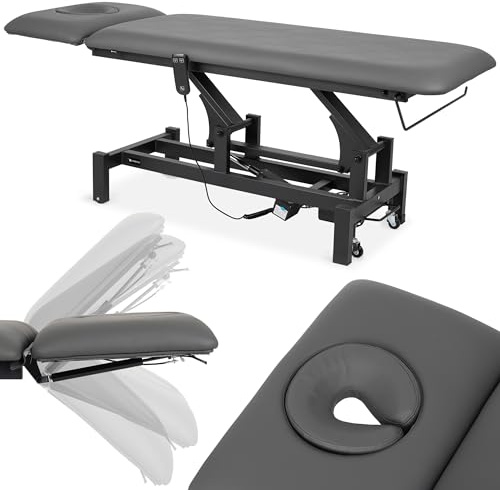 HABYS Massageliege Elektrisch mit 2-Zonen, 196x68cm, Grau, Fortis 2 Ergo | Kosmetikliege Elektrisch bis zu 200 kg, Massagebank für Therapieliege mit Fernbedienung, ERGO-Kissen mit Stopfen