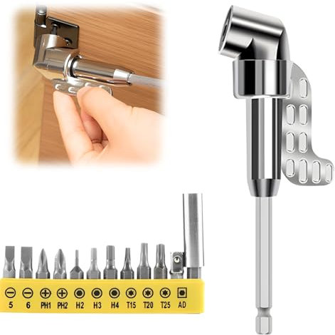 105° Winkelschrauber Vorsatz Adapter, 2025 Neu Corner Tool Screw Hub with Multi-function Bend Screwdriver Bit, 1/4-Zoll Sechskantschaft Winkelbohraufsatz, für Garage, Bauarbeiter (lang)