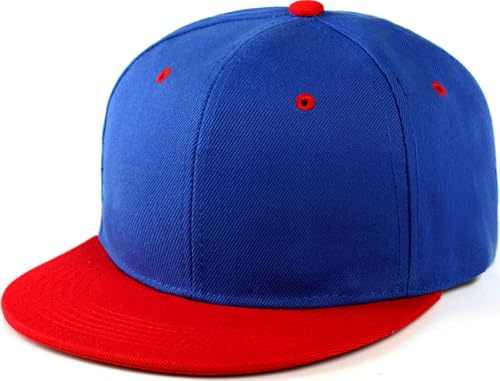 YeeHeen Casquette à visière plate à rabattement rapide, casquette de baseball ajustable de style hip-hop pour femmes et hommes, Bleu/rouge, taille unique