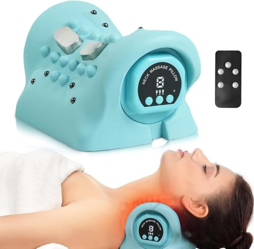 Nackenmassagegerät mit Wärme, EMS Massagegerät Nacken Kabelloses Massagekissen mit Konstanter Temperatur, 3 Modi, 6 Einstellbare Frequenzen für Nacken zur Schmerzlinderung