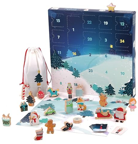 VILAC - Calendrier de l'avent Touche et Trouve - Jouet Premier Age - 1 coffret calendrier de l’avent en bois et carton - Jeux d'Eveil pour Enfant en Bois - Jouet pour Enfant Dès 2 ans - 1223