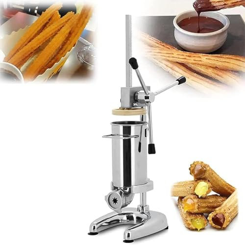 SenhE Commercial Churro Machine Hand Crank Stainless Steel Professional Churro Maker Home Vertical Type Manual Spanish Donuts Churros Fill Machine Apply for Restaurants