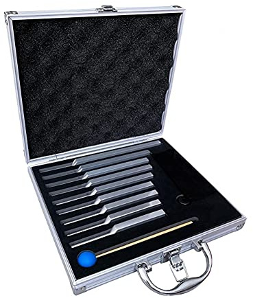 Wrtysully Stimmgabel-Set - 9 Stimmgabeln Sind Perfekt für Chakra, Klangtherapie, Komplett mit Einer SchöNen Geschenkbox Aus Aluminium