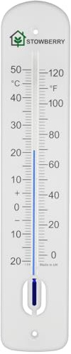 STOWBERRY Room Thermometer – 380mm Indoor or Outdoor Temperature Gauge | Ideal & Universal Thermometer for Measuring Current Temperature in a Room, Greenhouse, Garden, Patio, Home, Office or Balcony