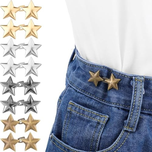 COYUN 8 Pares Botones Ajustables para Jeans, Ajustador de Pantalones, Hebilla de Cintura, Botones para Ajustar Jeans, Botones para apretar Pantalones, Botones para Ajustar Jeans, 4 Colores