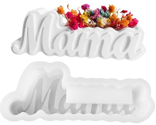 Kettion Buchstaben Vase Silikonform Gießform,Mama Letter Design Kerzenform Silikon Muttertags Gießform Kerzenform Heimdekorationen Für Gips Handwerk,