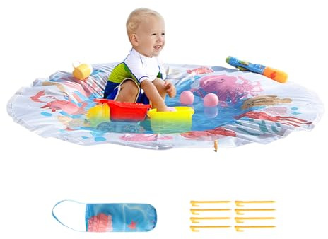 Baby Plantschbecken,Tragbare 2in1 Wasserliege & Planschbecken - Faltbare Kinder Schwimmbadmatte Wasserspielzeug Für Reise Outdoor Aktivitäten