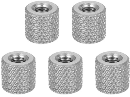 sourcing map 5 Pcs M4 Flat Knurled Thumb Nuts, 304 Stainless Steel Flat Head Diamond Knurled Through Hole Lock Adjusting Nuts Fasteners for Electronic, Machine, D8 x H8mm