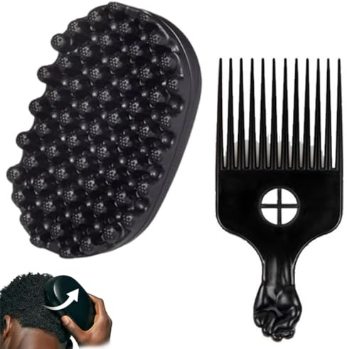 GXGM 2 Pièces Brosse à cheveux bouclée, brosse cheveux bouclés, peigne de fourche à aiguille en acier, dreadlock twist styler pinceau lavable pour les cheveux bouclés tressés sales, enroulé