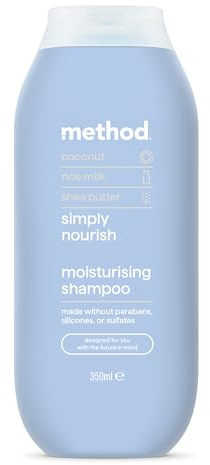 Method Simply Nourish Shampoo, Coconut & Rice Milk, Sulphate Free, 350ml