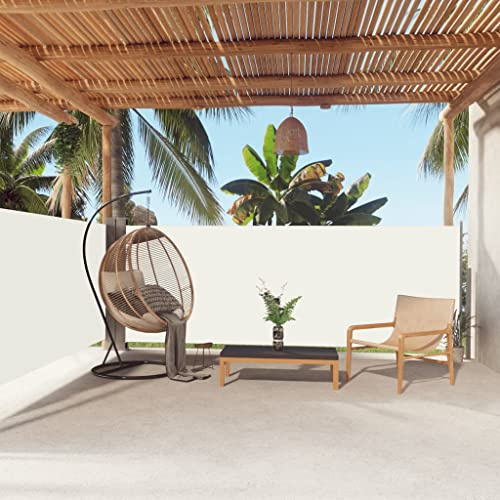 Tenda da sole a scomparsa, 140 x 600 cm, protezione UV per esterni per terrazza e balcone, avvolgibile, in tessuto, pannelli laterali in tessuto color crema