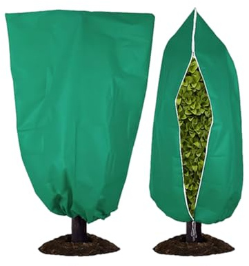 Winterschutz Für Pflanzen, 2 Stück Grün Winterschutz für Kübelpflanzen, Groß Frostschutz Schutzhülle Pflanzensack Für Kübelpflanzen, Wiederverwendbar Pflanzenschutzsack Frostschutz Vlies (80cm*100cm)