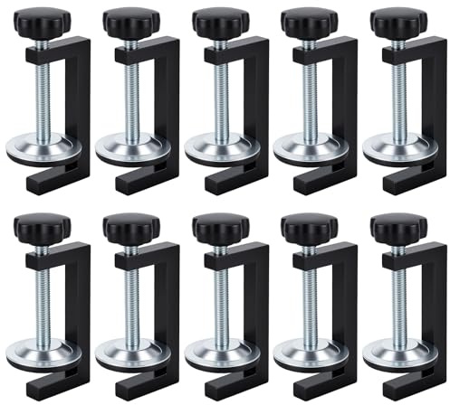 Funsuei 10 stycken G klämma, 10–57 mm, svart, justerbara skruvklämmor, metall, skruvklämmor för träbearbetning, arbetsbänk