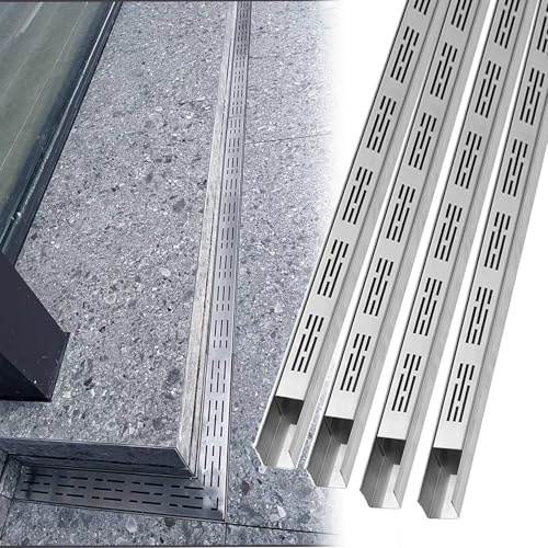 Scarico a canale esterno a basso profilo, mini grondaia per un efficiente drenaggio del patio e del cortile, facile installazione adesiva per aree in calcestruzzo