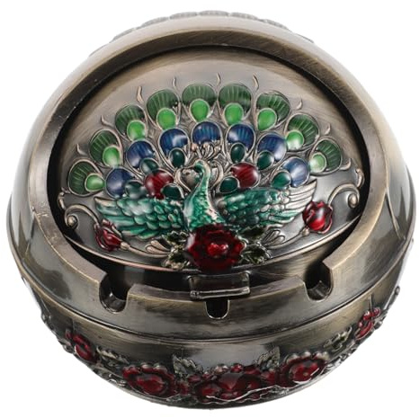 TOYANDONA Vintage Aschenbecher Mit Deckel Dekorativer Aschenbecher Für Wohnzimmer Esszimmer Und Terrasse Für Drinnen Und Draußen Geschenk Für Männer 4.09 X 4.09 X 3.54 Zoll
