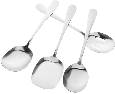 SMASOLO 4 pezzi Cucchiai da Portata in Acciaio Resistente con Manico Superficie Lucida Cucchiai Grandi per Buffet Ristoranti e Uso in Cucina Professionale