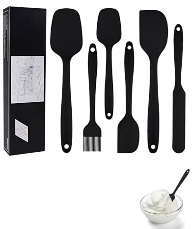 HUVZOR 6 Pezzi Spatole in Silicone, Spatola da cucina, Spatola per Dolci, per Cottura e Miscelazione, Resistenti al Calore, Padella Antiaderente, Lunghezza