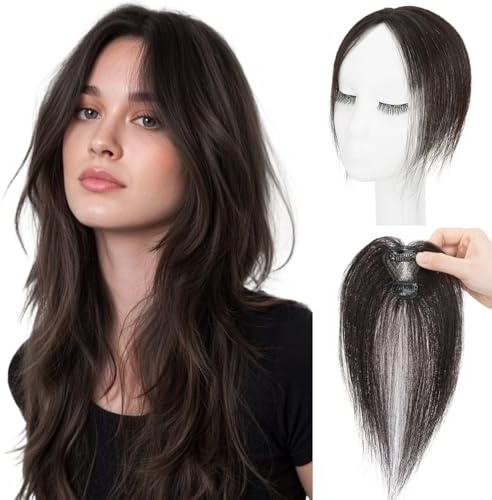 MY-LADY Clip in Pony Echthaar Curtain Bangs Fringe Extensions Bangs Natürliche Pony Haarteile Echthaar für Damen #1B Natürliches Schwarz 10g