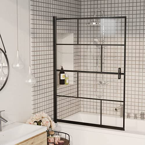 Pare Baignoire, Paroi de Douche Paroi de Baignoire ESG 100x140 cm Noir
