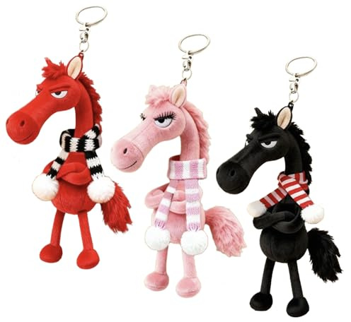 LUYIEDHA 3PCS Llavero de caballo de peluche Llavero de peluche de la mascota de la suerte del Año del Caballo,regalo de buena suerte para Año Nuevo 2026 Caballo guardianes de la suerte