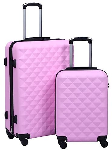 EDNRSOG Pink ABS Hardcase Trolley Set 2 pcs with Durable Shells and Security Locks for Business Travel and Holiday, Includes 2 Trolleys in Different Sizes with 360 Degree Castors