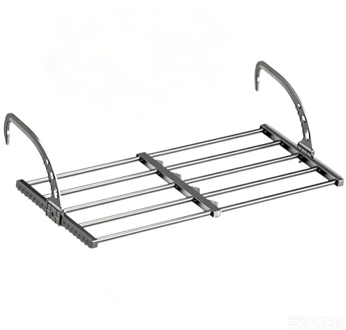 Torytoe Wäschetrockner Ausziehbar Faltbar, Wäscheständer Balkon, Wäschetrockner Ständer mit Sockenclip, Heizkörper Wäscheständer Heizung Hängetrockner Wand für Draußen & Drinnen (38-55 cm), Schwarz