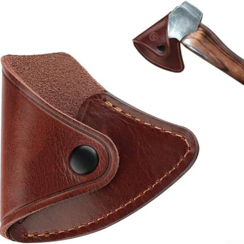 Leather Hatchet Sheath for Camping Axes, 9x11cm Protective Cover with Waist Mount, Brown Blade Guard for Wood Chopping and Tree Cutting, Lightweight Tool Case for Hiking Gear Storage