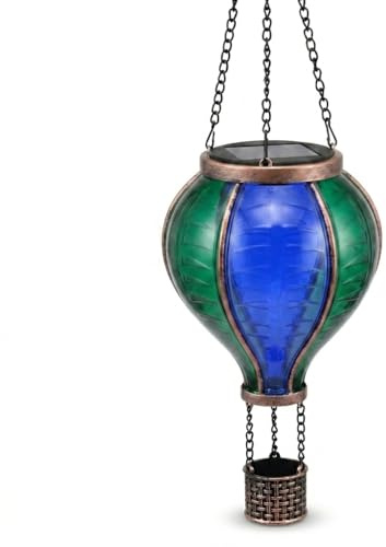 Solar Hot Air Balloon Garden Light Outdoor Hanging Lamp, LED Solar Powered Decorative Light for Patio Balcony Garden, Waterproof Colourful Balloon Lantern for Outdoor Decor (Orange & Yellow)