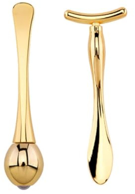 WHAMVOX Masajeador Ojos de Aleación de Zinc Dorado, Compacto para Promover Absorción de Crema Facial, Adecuado para Cuidado Facial Mujer y Aparatos de Belleza Mujer