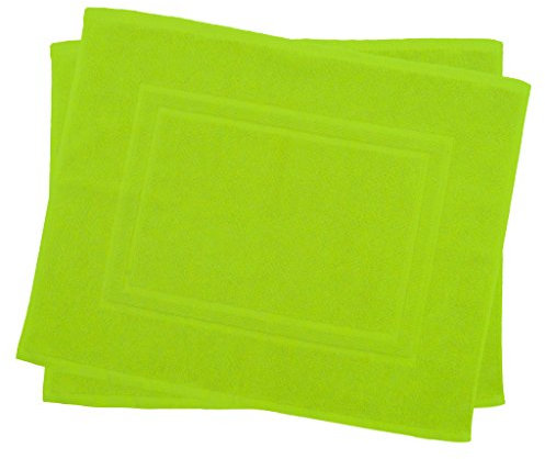 Juego de 2 alfombrillas de baño (en calidad prémium, 900 g/m2, algodón), diseño de doble marco, algodón, verde, 50 x 40 cm