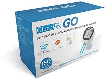 GlucoRx Go Blood Glucose Meter with 50 Free Test Strips