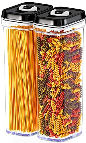 DWËLLZA KITCHEN Pasta Storage Containers for Pantry Airtight - 2 Pc Spaghetti Container Storage - Ideal for Spaghetti & Noodles, Kitchen Pantry Organization and Storage - Keeps Food Fresh & Dry