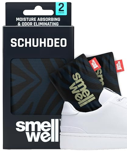 SmellWell Active Geruchsentferner - Schuhdeo - Bambusaktivkohle Geruchsabsorber - Feuchtigkeitsabsorber für Schuhe,Taschen und gegen Schweißfüße - lästige Gerüche - Black Zebra, 1 Paar, 2 x 50g