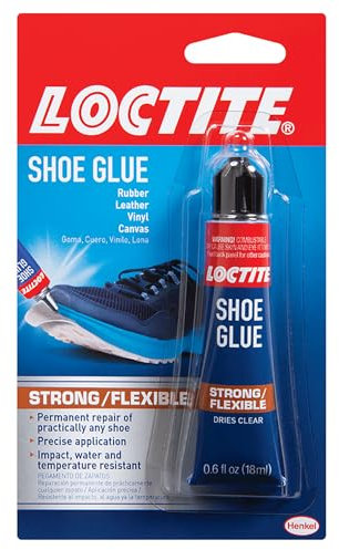 Loctite Shoe Glue, Strong & Flexible Fabric Glue, Resistant to Water, Impact, & Vibrations, Dries Clear - 0.6 fl oz Bottle, 1 Pack