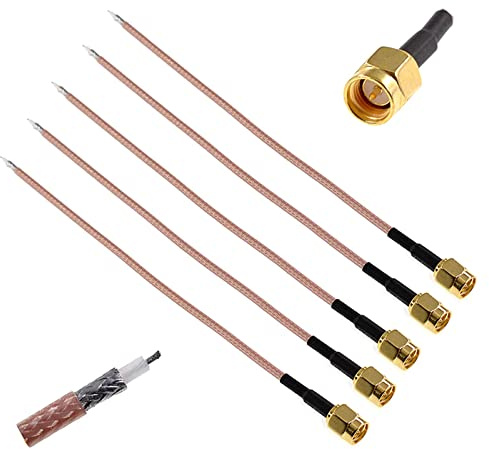Oiyagai 5 Pezzi Cavo Coassiale RF a Bassa Perdita RG-178 SMA Maschio 15cm/5.91”