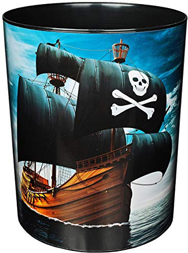 alles-meine.de GmbH Papierkorb/Behälter - Pirat - Piratenschiff - 12,5 Liter - wasserdicht - aus Kunststoff - 30 cm - großer Mülleimer/Eimer - Abfalleimer - Aufbewahrungsbox ..