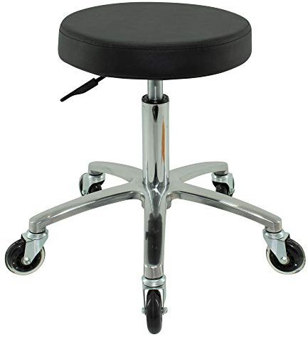 VAKON SALON - Rundsitz Rollhocker höhenverstellbar von 50-65 cm auf Premiumrollen, Drehhocker, Rollhocker, Praxishocker, Bürohocker, Arbeitshocker