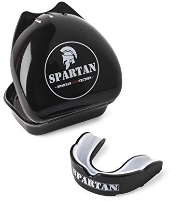 Spartan Pro-Tect Adult Gum Shield/MouthGuard - Mouldable Mouth Guard for Boxing, MMA, Rugby, Hockey, Judo and All Contact Sports. (Child (4+), Black)