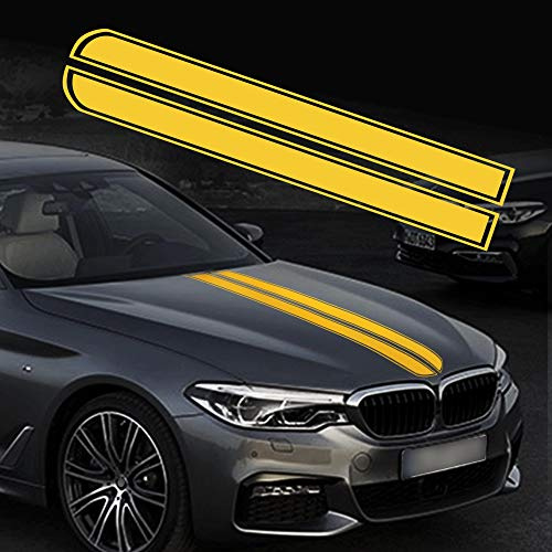 TOMALL 50.8x 9.5 Car Hood Stripe Sticker Auto Racing Body Side Stripe Decal Skirt Roof Hood Bumper Stripe Decal Vinyl Modified Stripe Decal Decoration for Car (Yellow)