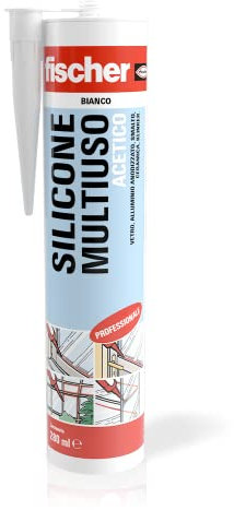 Fischer Silicone Acetico Multiuso Bianco SAM 280 ml, Sigillante Antimuffa per Vetro, Alluminio, Smalto, Ceramica, Adatto per Bagno e Cucina, 9350