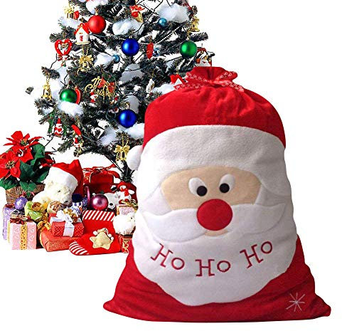 Geschenktüte Weihnachten Weihnachtstüte Weihnachtsmann Geschenkbeutel Weihnachtsmotiv Geschenkverpackung Samt Nikolaustüte Groß Geschenktasche Nikolaus Weihnachtstüte Nikolausfest Advent Geschenk