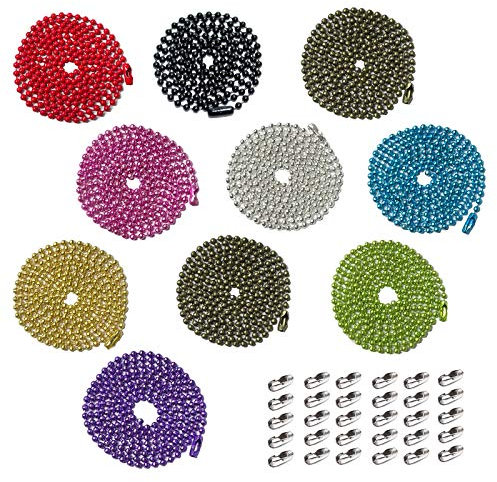 10 Stücke Kugelkette Kugel-Perlenkette aus Edelstahl mit 30 Stück passenden Verschlüssen Silber Schmuckherstellung Ketten für die Schmuckherstellung