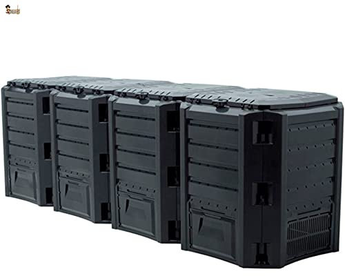 BricoLoco Compostador orgánico jardín o Cocina. Armario contenedor Compost. Compostaje ecológico. 1600 litros en 4 módulos. Color Negro. Haz tu Propio Compost Fertilizante. (Negro, 1600 LTS)