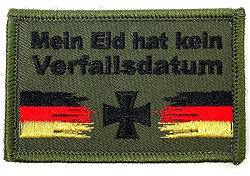 BUNDESWEHR LIEBE® Deutschland Flagge Eisernes Kreuz Bundeswehr Rucksack Jacke Laser Tag Deutschland Patch Klett Iron Cross oliv Wehrmacht Aufnäher Abzeichen ca.8cm x 5cm oliv bestickt